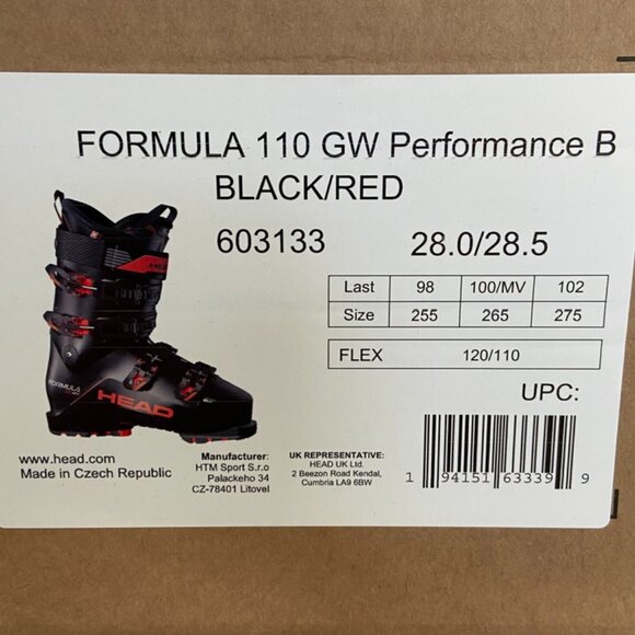 NWT Head Black & Red Formula 110 MV GW Performance B Ski Boot - Picture 5 of 14